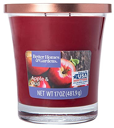OnlineStreet Wax Melts Scented Candles in Glass Jars with Lids - Coloured Two Scents; Spicy Cinnamon Candle Sticks and Black Violet & Iris 60-Hour Burn Time, Great for Home Decor (Apple Oud)