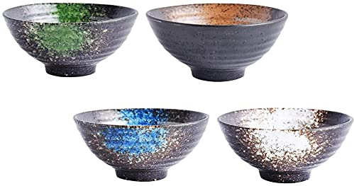 ZHANGDONG Bol Enfant saladier INOX saladier Plastique Bol Chinois Cul de Poule 4 pièces Bols de Riz en céramique Bols de Nouilles à Soupe Bols de Ramen Bols de Riz Chinois pour la Cuisine à
