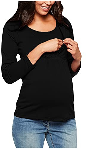 Maglietta da Allattamento a Maniche Lunghe per Gravidanza T Shirt Maglia Premaman Manica Lunga Felpa 2 in 1 per Allattamento Doppio Strato Primavera Camicetta Bluse Tops Regali per la Moglie