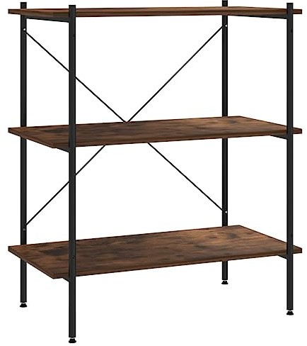 vidaXL Hyllenhet med 3 hyllplan svart och mörkt trä 80x40x92 cm, lagerhylla, garagehylla, fristående hylla, lagerhyllor, garagehyllor