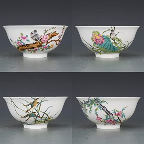 WMDSYGD 4pc. Emaille Farbe Keramikschale Pflaume Orchidee Bambus Chrysantheme Set Schüssel Reisschale Antikes Porzellan Antike Porzellan Dipschalen (Color : 4 Bowls Set)