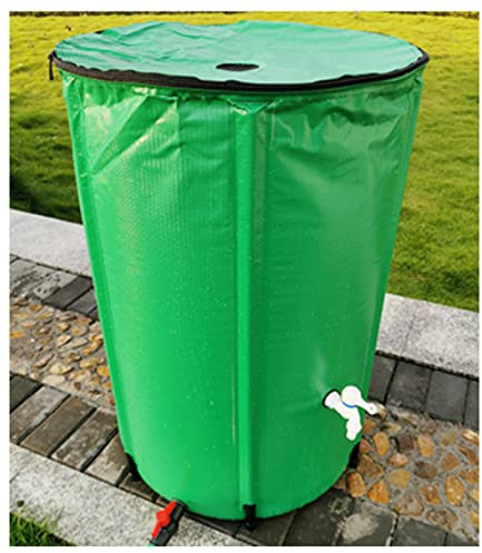 HYHMJ Regentonne Faltbar, Tragbarer Zisterne Tank, Draussen Hohe Kapazität Teleskopisch Regenwassertank Einschließlich Hahn Und Abschließbarer Deckel,Grün,100L/40 * 78CM
