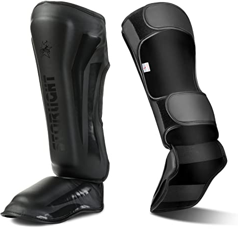 Valchiria MMA Martial Arts Shin Guards – Padded, Adjustable Muay Thai Leg Guards with Instep Protection for Kickboxing/MMA Training and Sparring – Durable, Professional MMA Equipment(Small, Black)