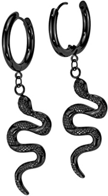 beyoutifulthings 1 Paar Damen Creolen Ohr-Hänger Schlangen-Anhänger Ohr-ringe Ohr-stecker Ohringe Silber Gold Schwarz
