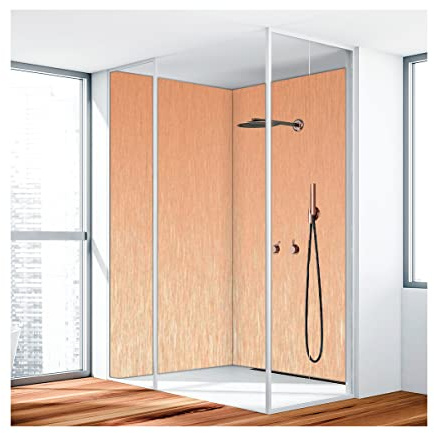 Duschrückwand, Badrückwand, Duschverkleidung, Wandverkleidung aus 3 mm Alu-Verbundplatte, Aluverbund Kupfer Gebürstet 008 100x200cm