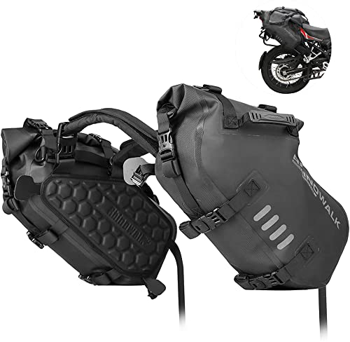 Rhinowalk Sacoche de Selle de Moto - 18 L (9 L x 2) - Étanche - Sac latéral pour Bagages - Sac arrière