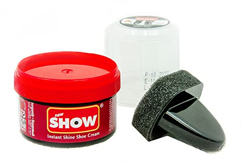 SHOW Borgoña Instant Shine - Crema para zapatos con esponja para zapatos, botas, bolsas, unisex, 50 ml, 1 unidad, nutrición y acondicionador de cuero, productos para el cuidado del calzado, Burgundy,