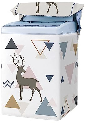 Odot Washing Machine Cover Top Load Waterproof Dustproof Washer Machine Dryer Protector Sunscreen Printed Washer Dryer Cover for Most Top Load Washer Dryer (Triangle,M capacity 5.5-6.5kg)
