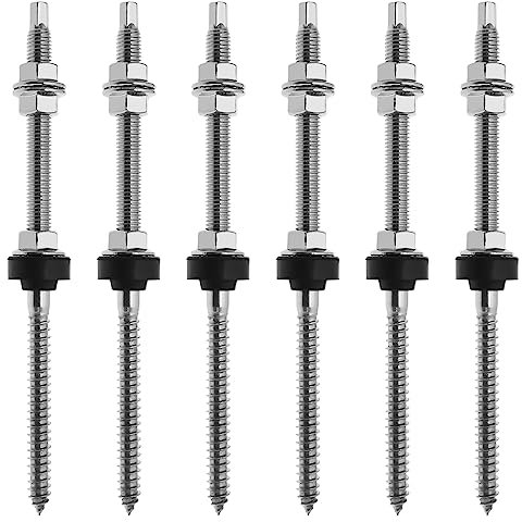 Create idea 6Pcs Hanger Bolt 304 Stainless Steel Solar Mounting Hanger Bolts Solar Panel Accessories Kit for Fence Pergola Construction Play Equipment M10x200mm