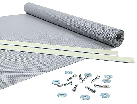 Giuri Tessuti - Fasce in PVC Microforato Mesh per Copertura ad Onda di Gazebo e Pergola - Telo ombreggiante ignifugo (Grigio, 60x350cm)