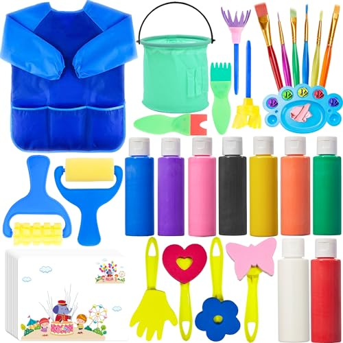 Lubibi Washable Finger Paints Set For Kids,Non-Toxic 9 Vibrant Colors(60ml),Baby Safe Paint for Hand and Feet, Toddlers Children Paint Sets Drawing Toys Painting Tool for Toddlers Early Education