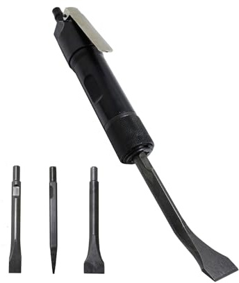 FUBAOLAI Pneumatischer Meißelhammer (6500 SPM), Metall Gerade Kante, Industrie Flussmittelhacker mit 4 Meißeln