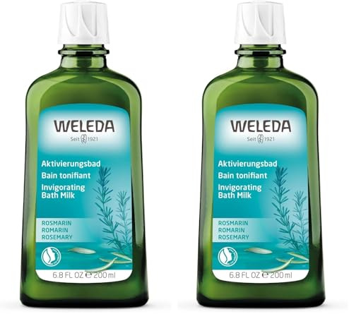 WELEDA Bio Rosmarin Aktivierungsbad, Naturkosmetik Bio Bade Essenz gegen Müdigkeit und zur Durchwärmung und Aufmunterung des Körpers, Badezusatz mit angenehmem Duft (1 x 200 ml) (Packung mit 2)