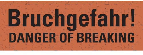 Dreifke® Aufkleber I Warnetikett Bruchgefahr!, 2-sprachig, rot, Graspapier, 147x50mm, 6 Stück