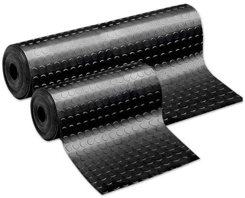 TAPPETO GOMMA NERO 100/150cm IN PVC COPERTURA PAVIMENTO LARGO 100/150cm BOLLO BULLONATO (Metri 1x6)