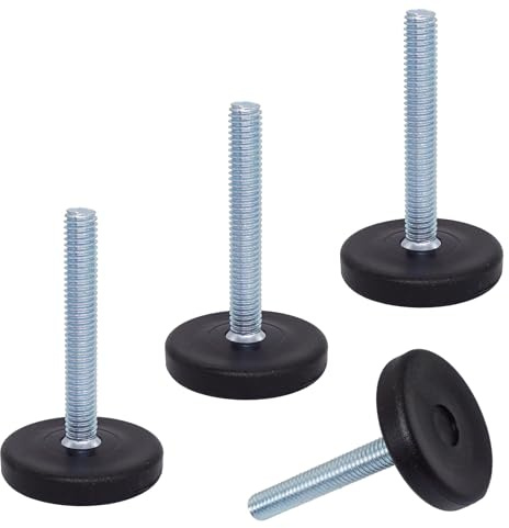 SKIR'CO 4 st, möbelutjämning fötter M6 x 40 mm, justerbara runda ben 30 mm diameter, M6 gängutjämningsfot