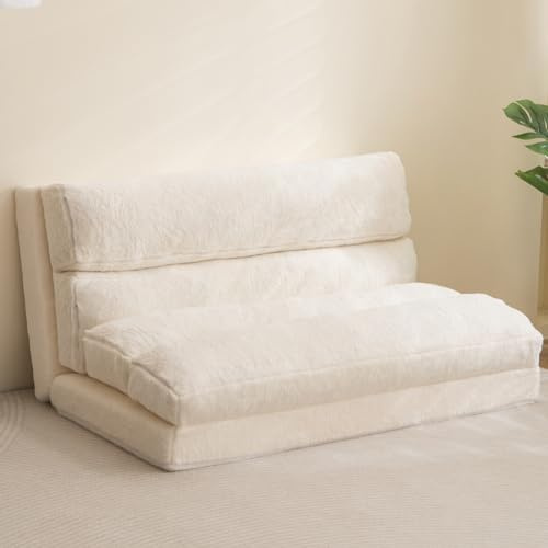 MAXYOYO Sofá cama de asiento plegable, sofá cama plegable, colchón de suelo para adultos, sofá de suelo extra grueso de 6 pliegues, sofá de suelo para dormitorio, sala de estar, Beige, 75 x 240 cm