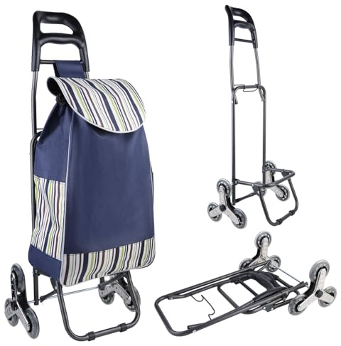 Einkaufstrolley 36L,Trolley einkaufswagen,Einkaufstasche Treppensteiger,mit 6 Räder,mit Abnehmbarer Tasche,mit Griff,Einkaufstrolley klappbar,Treppensteiger-Trolley,für Einkaufen/Tragen von Gepäck