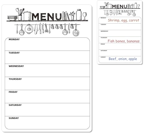 Magnetic Meal Planner for Fridge A4 Weekly Food Planner Board Family Magnet Dry Erase Meal Prep Whiteboard Menu Planning List Wipe Board Refrigerator Menu Board for Kitchen Office
