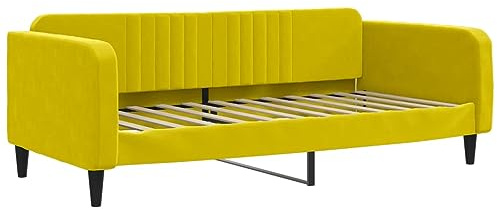 ZQQLVOO Betten, bettrahmen & lattenroste Schrankbett Polster kopfteil Tagesbett Gelb 90x200 cm Samt