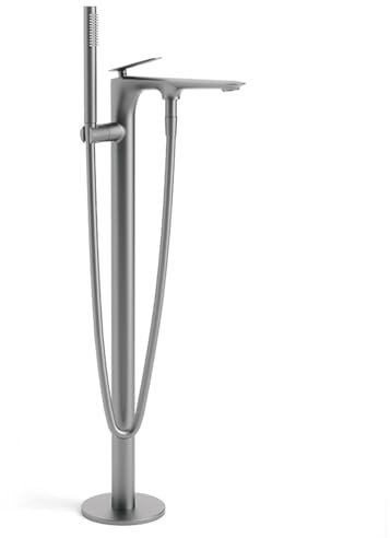 BiaoTeng Freistehende Badewannen Armaturen, Wasserauslass mit 2 Funktionen Messing Einhebelmischer Standarmatur Freistehende Wannenarmatur, Grau