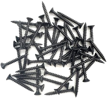 Jones DIY Vis à bois noires à Double tête fraisée, multi-usages, organiques, 50 pièces (5mm x 40mm)