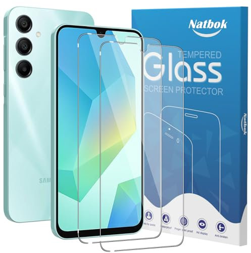 Natbok 2 Pack Tempered Glass for Samsung Galaxy A16 (A165) LTE/Samsung A17 4G/5G Screen Protector, Anti-Fingerprints No Bubbles HD-Clear Full Coverage Phone Film for Samsung A16 / A17