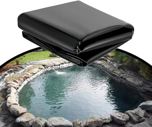 Ddasam Teichfolien 4x4m Schwarz Teichplane,Kann Wiederverwendet Reißfest Gartenteich Dichtungsfolie Für Fischteich/Garten Wasserfall,Black
