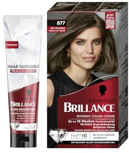 Brillance Intensiv-Color-Creme 877 Asch-Hellbraun (170 ml), dauerhafte Haarfarbe & Glanz-Behandlung, Haar Glossing Neutral (150 ml), pflegt und intensiviert die Haarfarbe