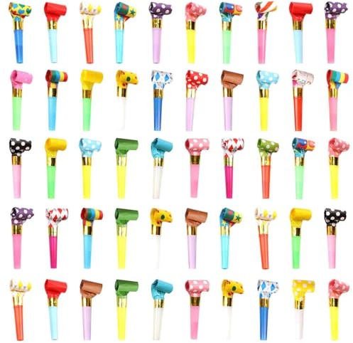 EOWVISN 50 Pcs Party Whistle, Plastic Cheerleading Whistle, Noise Maker, Party Horn, Kids Toy Trumpet For Birthday Parties, Sports Events, Carnivals, Celebrations