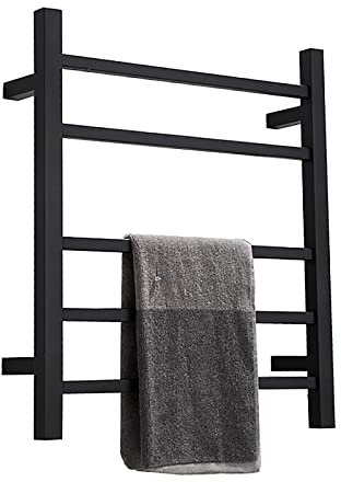 MYVVKIA Calentador de Toallas eléctrico Calentador de Toallas de Pared con 5 Barras cuadradas Toallero eléctrico Toallero calefaccionado de Acero Inoxidable Secador de Toallas en