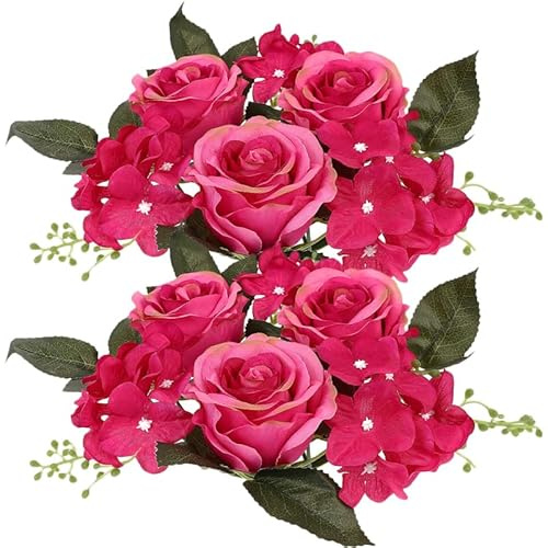 Garneck 2stücke Künstlicher Rosenkranz Für Kerzen Hochzeits Tischdekoration Realistische Blumen Für Feste Partys Und Romantische Anlässe