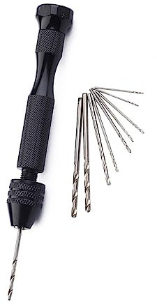 DOITOOL Taladro Manual De Precisión Negro Con Brocas Ajustables De Acero Endurecido Para Joyería y Modelismo, Herramienta Con Portabrocas Sin Llave, Juego De 11 Piezas Para Trabajos Madera y Plástico