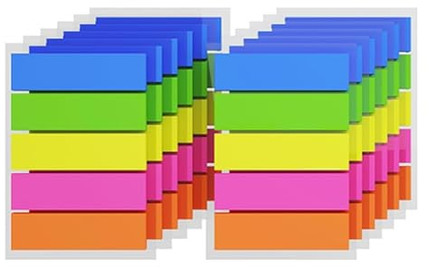 KIFZM Lot de 1500 marqueurs d'index, 5 couleurs, autocollants repositionnables, onglets de base, marque-page pour surligner des informations dans les contrats, livres ou fichiers (Lot de 1500 carrés)
