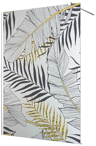 Stickers paroi de douche dépoli - Feuilles Tropicales - Largeur 130 x Hauteur 200 cm