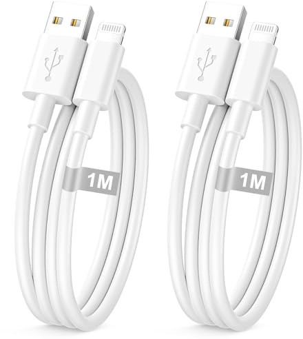 Cable Cargador iPhone 1M 2Pack [Apple MFi Certificado], Cable iPhone Carga Rapida cable USB Lightning cable USB Carga Rapida para iPhone 14 13 12 11 Pro Max Mini XS XR X 8 7 6S Plus 5S SE,iPad,Aiprods