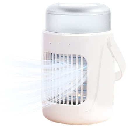 Qkbuza Climatizador Portátil Para Interiores | Aire Acondicionado Personal con Asa - Enfriador Silencioso Recargable con 3 Velocidades para Dormitorio Camping Auto Residencia