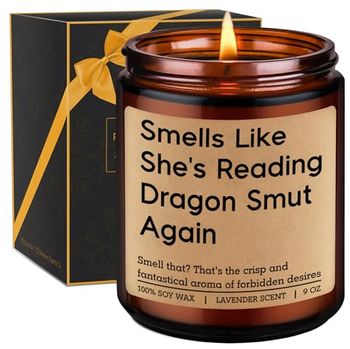 GSPY Romantasy Book Candle, Fantasy Reader Gifts for Women - Reading, Bookish, Dragon Gifts for Girls - Funny Mothers Day, Birthday Present for Fantasy Book Lover, Dragon Lover, Bookworm, Librarian