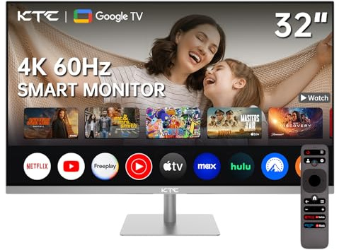 Smart Monitor 32 Pouces avec système Smart TV | 4K@60Hz | Bluetooth, WiFi, Haut-Parleur, KVM | Voice Remote | Dolby | HDMI 2.1, DP 1.4, PD 65W USB C (DP), USB-A x 4