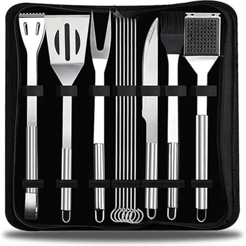 12-teiliges Grillzubehör-Set, Grillwerkzeug-Set aus Edelstahl für Männer, Frauen, Camping und Grillen im Garten