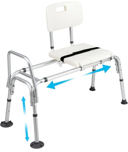 HOMASIS Sedia per Vasca da Bagno per Anziani, Sedile Vasca da Bagno Scorrevole e Regolabile in Altezza, Sedile per Doccia con Cinture di Sicurezza, Capacità di 160 kg, Seggiolino per Disabili