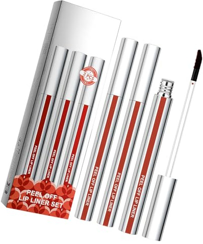 Lot de 3 crayons à lèvres Peeling Off - Finition mate - Accessoires de maquillage pour les lèvres précises des femmes