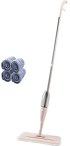 Mop de microfibra de trapeadores húmedos y secos para limpieza de pisos, spray seco y luminoso con botella recargable adecuada para piso de madera dura, madera, limpieza de laminado (color: rosa,