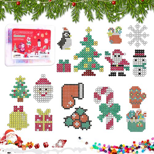 SPERMUOY Bügelperlen Weihnachten,Weihnachten Bügelperlen Set 5mm Steckperlen weihnachte-n,bügelperl-en Set Basteln Handwerk für Kinder Geschenk Weihnachtsdekoration