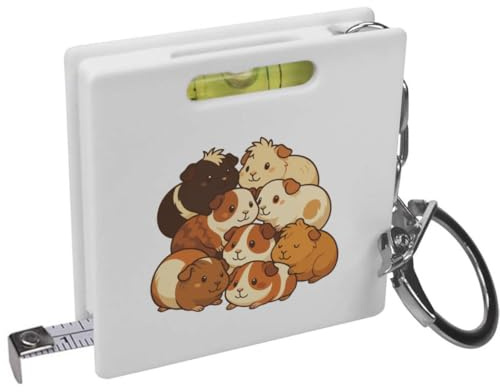Azeeda 'Guinea Pig Pile' Keyring Tape Measure/Spirit Level Tool (KM00045322)
