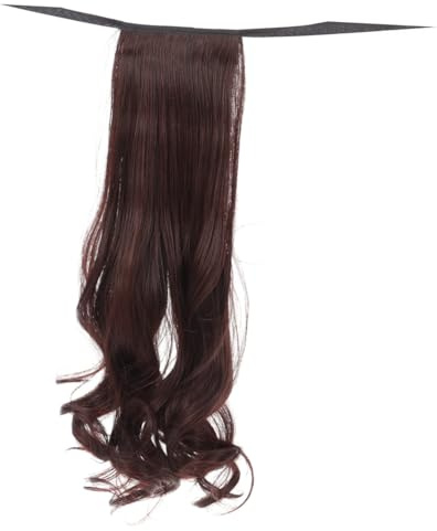 DECORNIJIA Queue de Cheval Postiche Bouclée Haute Température Ruban Extension Synthétique Naturelle pour Femmes Style Quotidien et Cosplay Foncé