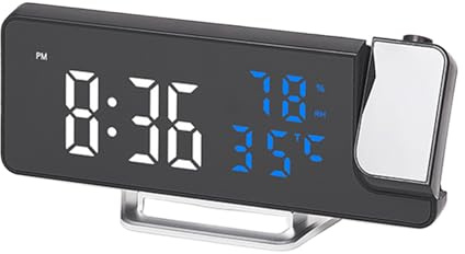 Rechory Projection Alarm Clocks for Bedrooms | 270° Rotatable Projector LED Display,Digital Bedroom Clock - for Adults Seniors Travelers Study Apartment Dormitory Home Bedside Dressing Table Guest
