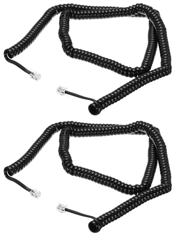 QUARKZMAN 2 Cavi Telefonici 7.7m Srotolati/1.03m Arrotolati RJ9 4P4C Nero | Per Telefoni Fissi, Cavo Telefonico, Senza Garbuglio, A Spirale