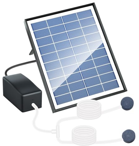EpheyFIF 6W 10V Solar Teichpumpe Sauerstoff für Aquarium Gartenbedarf Brunnen Vogelbäder Outdoor Pumpen Plug-in Solarbetriebene Luftpumpe
