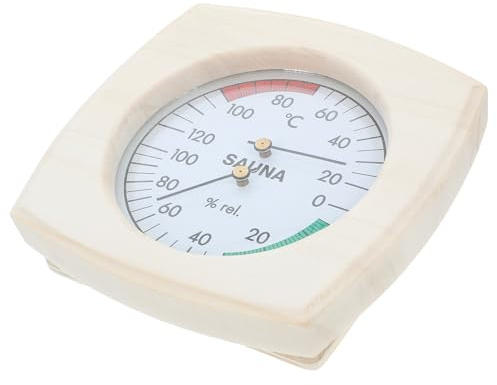 WRITWAA Saunathermometer Hygrometer aus Holz Präzises 2 In 1 Raumtemperatur und Feuchtigkeitsmessgerät für Innenräume Einfache Montage Geeignet für Sauna und Dampfbad